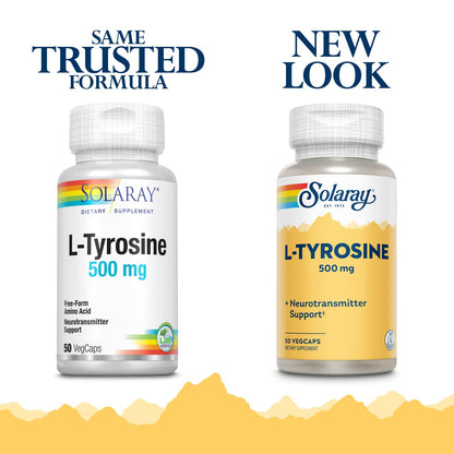 Solaray L-Tyrosine 500 mg Veg Cap (50 Count) – Amino Acid Supplement