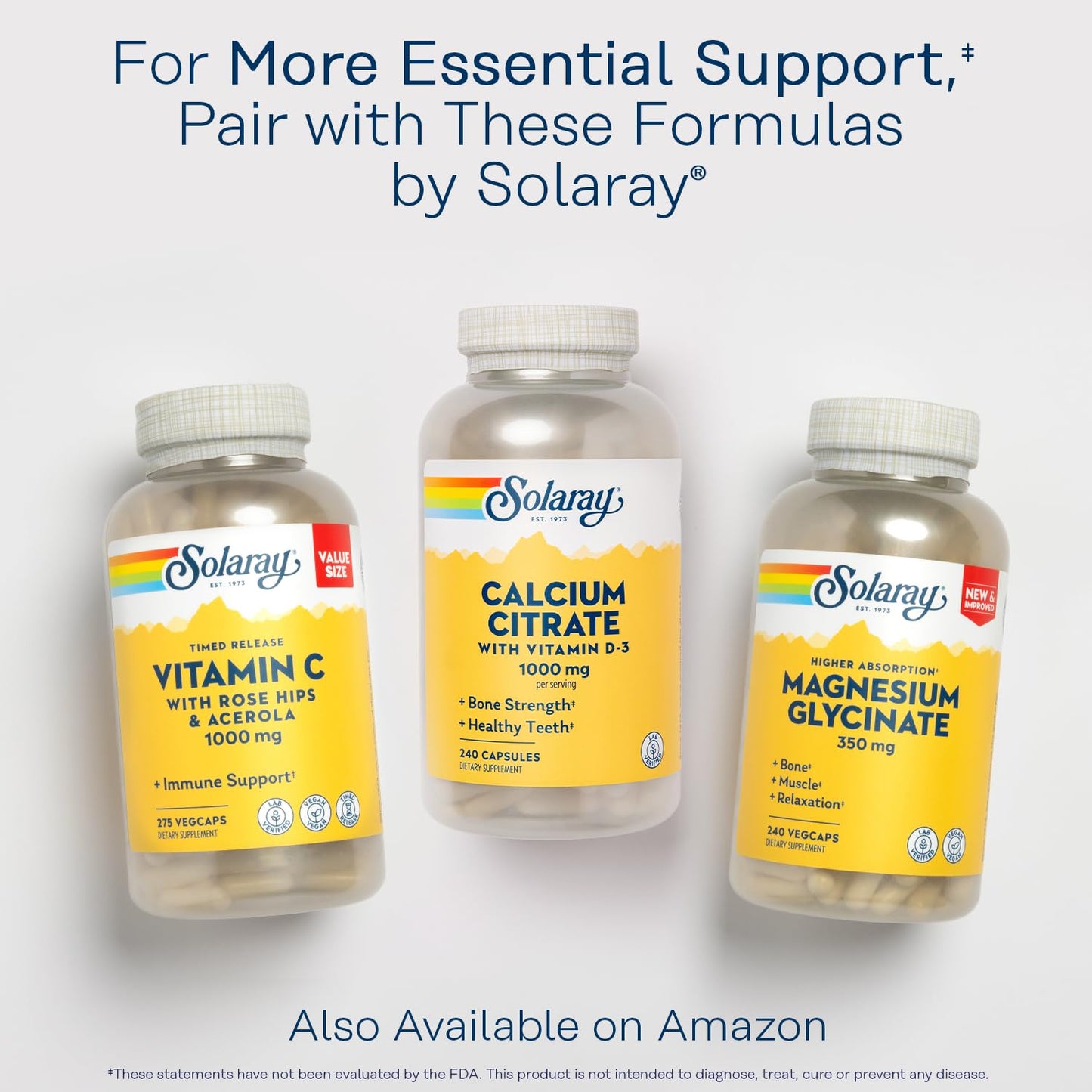 Solaray Calcium Citrate 1000mg with Vitamin D3 | Bones, Teeth, Heart & Nerve Support | 60 Servings