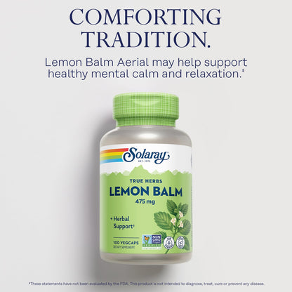 SOLARAY Lemon Balm Aerial 475 mg – Mental Calm, Relaxation & Rest Support