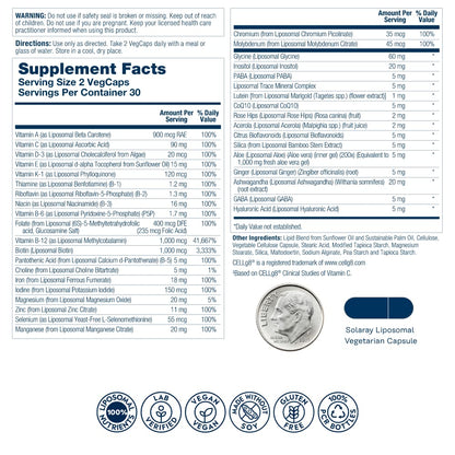 SOLARAY Liposomal Multivitamin for Women – Enhanced Absorption, High Potency, 30 Servings | Vegan