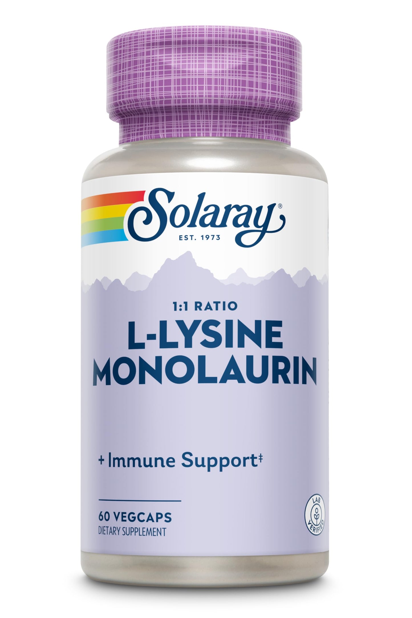 Solaray L-Lysine Monolaurin Immune Support – 500 mg, 60 VegCaps, 30 Servings