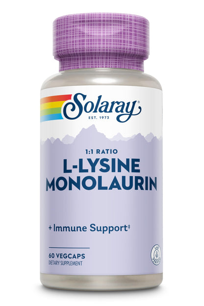 Solaray L-Lysine Monolaurin Immune Support – 500 mg, 60 VegCaps, 30 Servings
