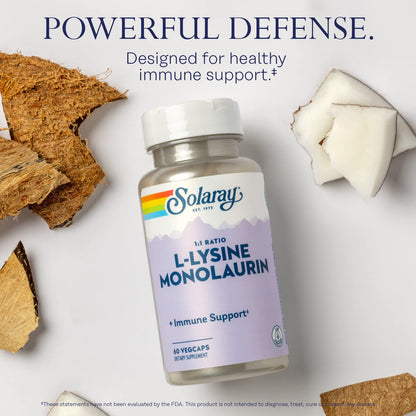 Solaray L-Lysine Monolaurin Immune Support – 500 mg, 60 VegCaps, 30 Servings