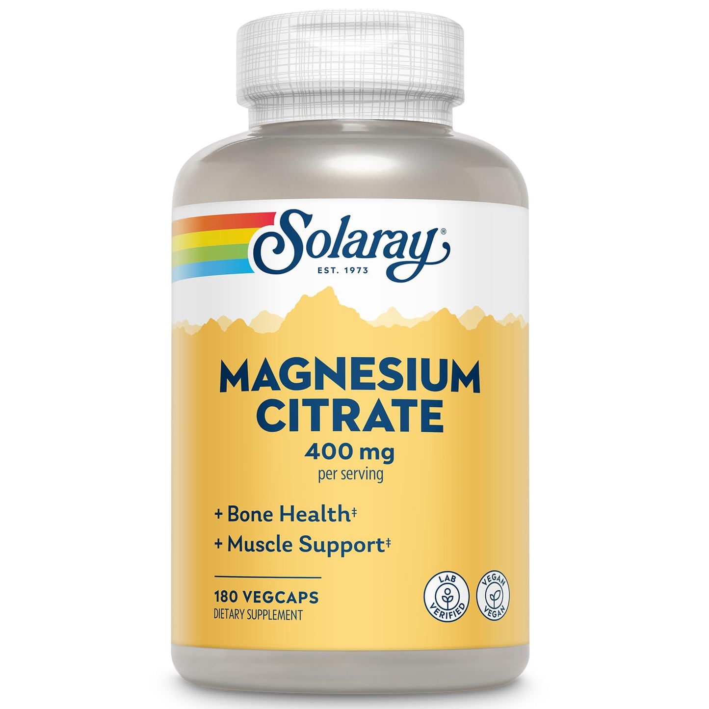 Solaray Magnesium Citrate 400mg - Bone, Heart & Muscle Support | Vegan & Gluten Free