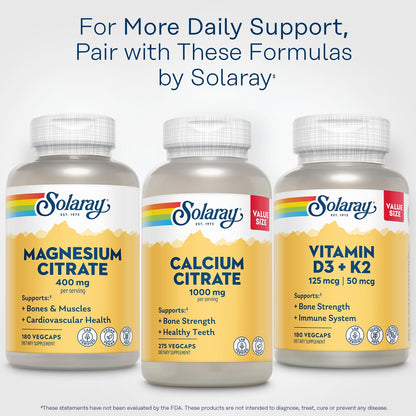 Solaray Magnesium Citrate 400mg - Bone, Heart & Muscle Support | Vegan & Gluten Free