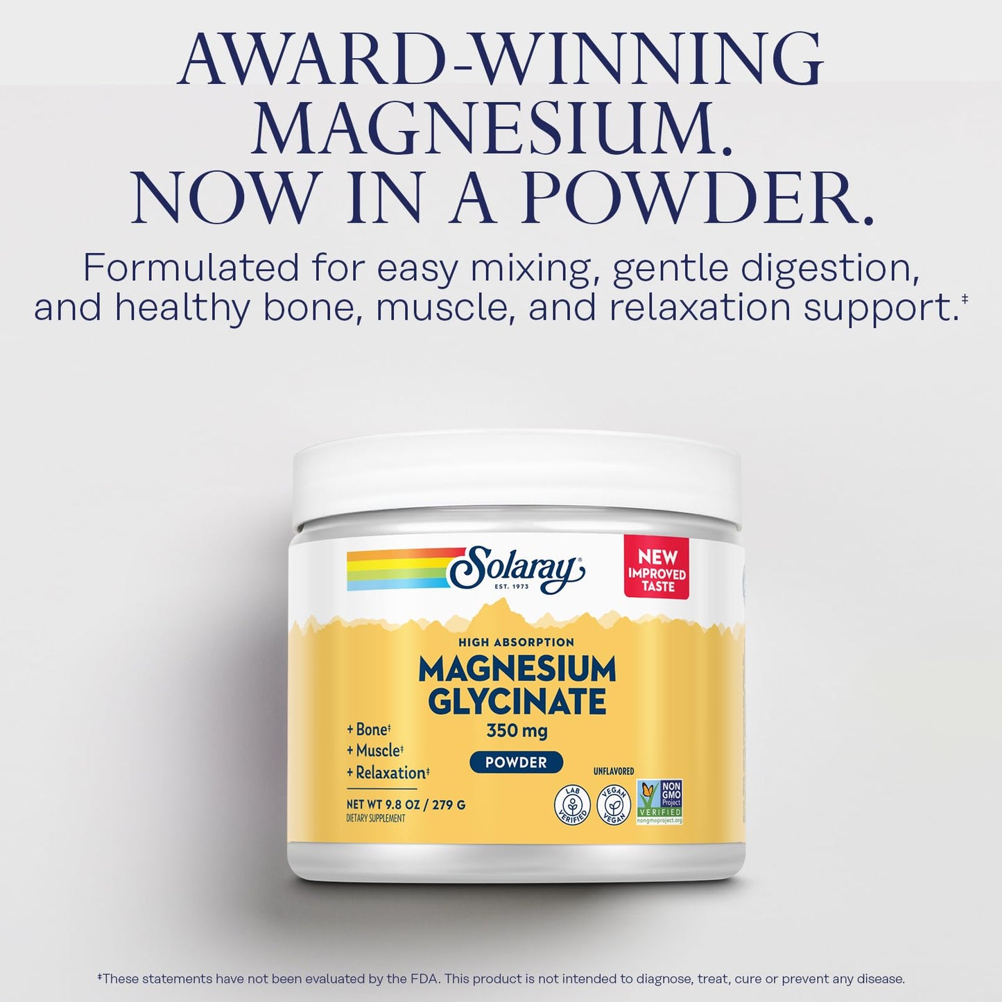 Solaray Magnesium Glycinate Powder 350 mg – Unflavored, Vegan Magnesium Supplement (6 oz, 50 Servings) for Bone, Muscle & Relaxation