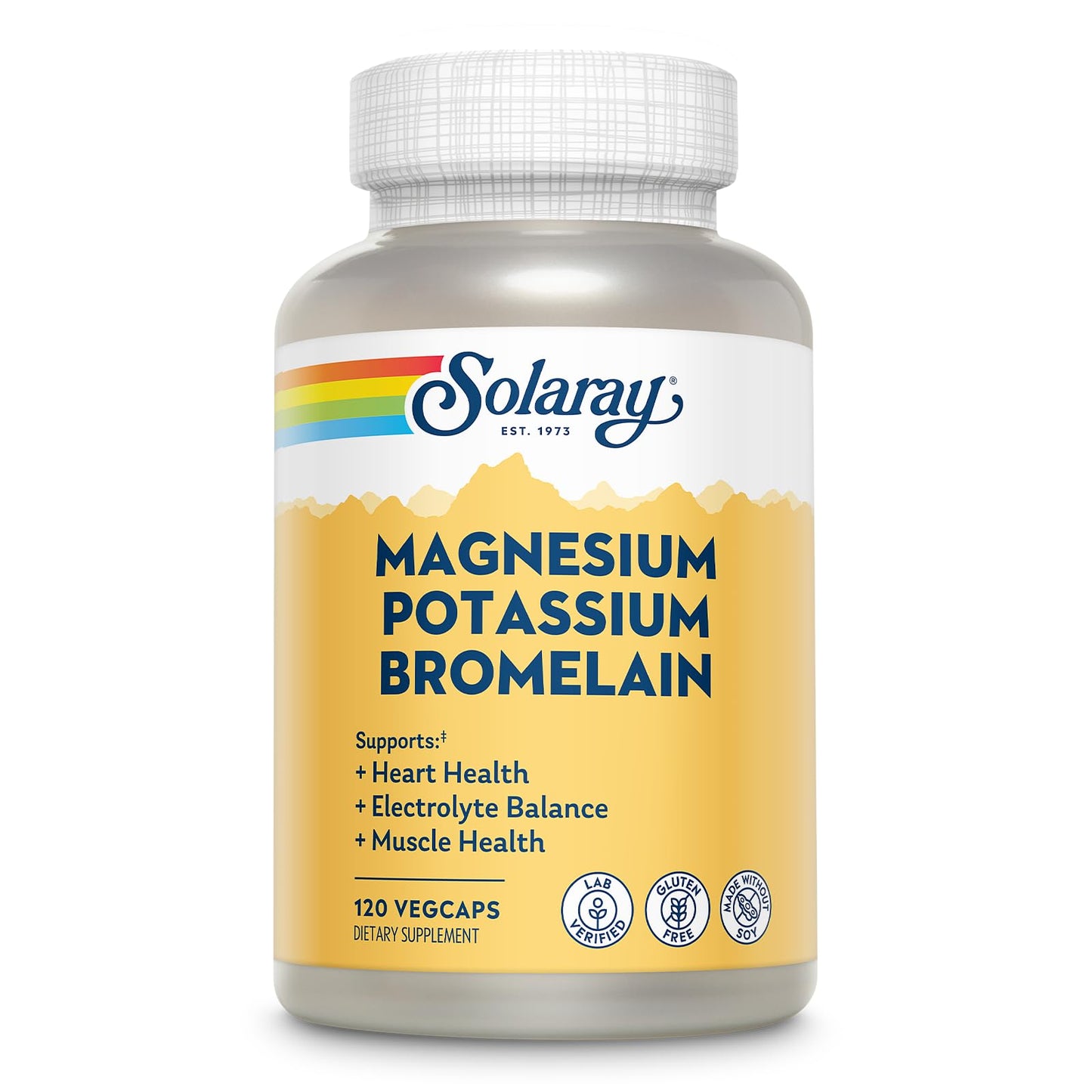 Solaray Magnesium & Potassium Asporotates with Bromelain – Bone & Muscle Support, Vegan, 60 Servings, 120 VegCaps