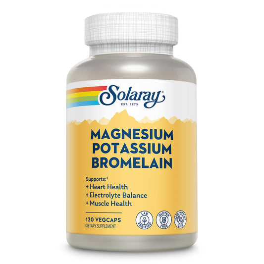 Solaray Magnesium & Potassium Asporotates with Bromelain – Bone & Muscle Support, Vegan, 60 Servings, 120 VegCaps BritishVita | Premium UK Vitamins & Wellness Supplements