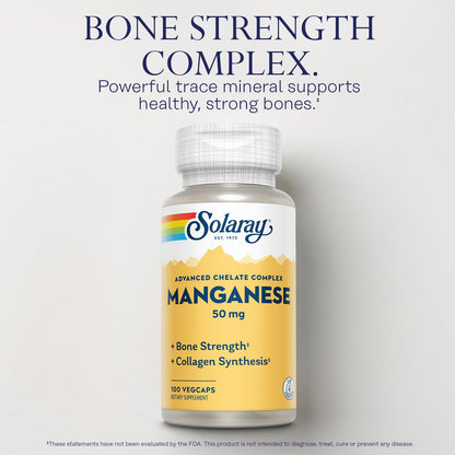 SOLARAY Manganese 50 mg - Bone Health & Strength | Lab Verified