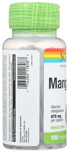 SOLARAY Mangosteen 475mg – Whole Herb, Antioxidant & Immune Support | 100ct