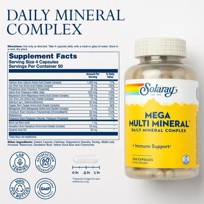 Solaray Mega Multi Mineral – Chelated Mineral Complex (50 Servings)