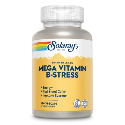 SOLARAY Mega Vitamin B-Stress – Timed-Release B-Complex + 1000 mg Vitamin C
