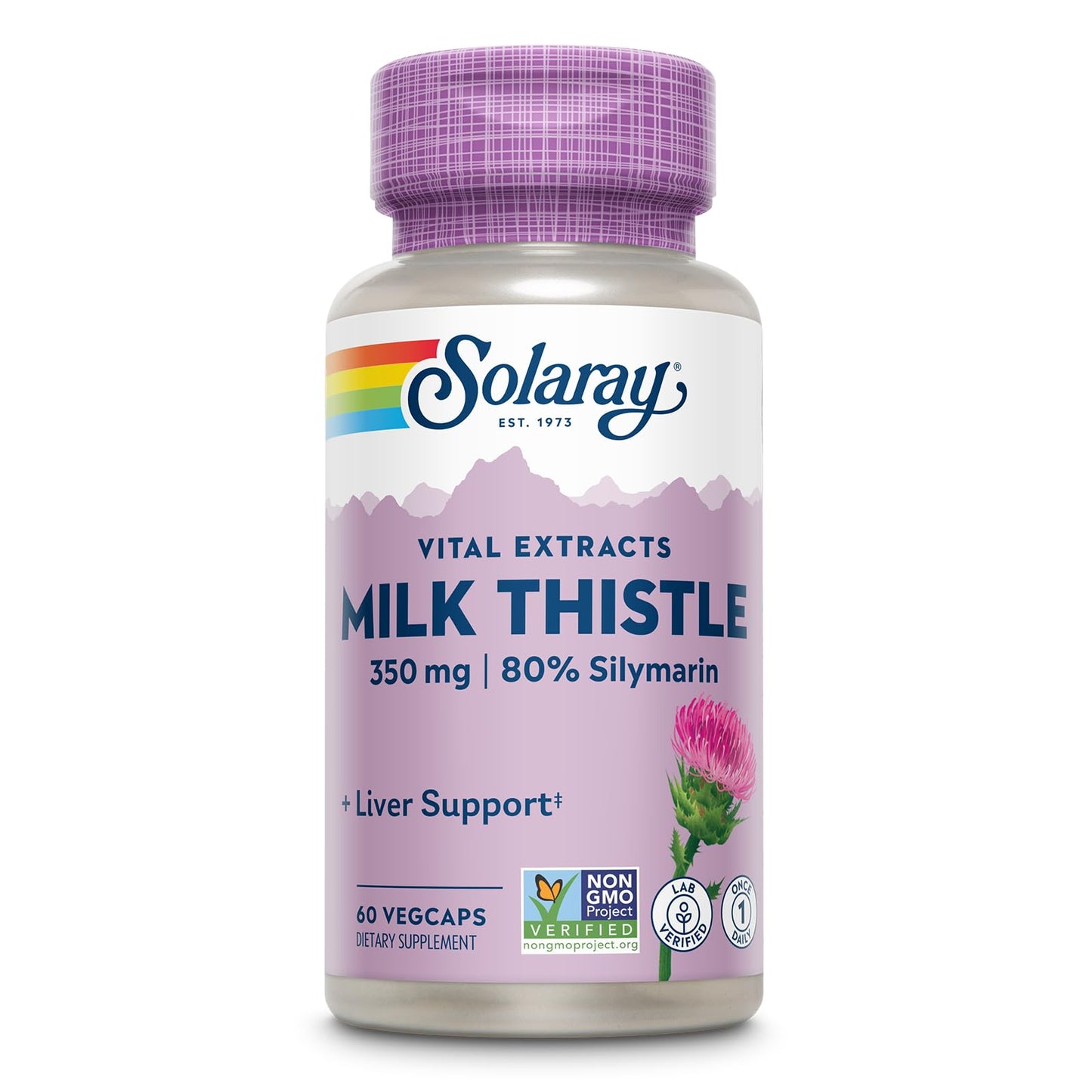 SOLARAY Milk Thistle Seed Extract 350 mg – 80% Silymarin | Vegan Liver Support, 60 VegCaps