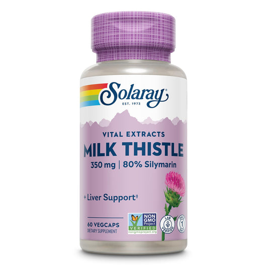SOLARAY Milk Thistle Seed Extract 350 mg – 80% Silymarin | Vegan Liver Support, 60 VegCaps BritishVita | Premium UK Vitamins & Wellness Supplements