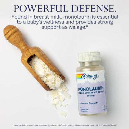SOLARAY Monolaurin 500mg – Immune Support, Lab Verified, 60 Servings