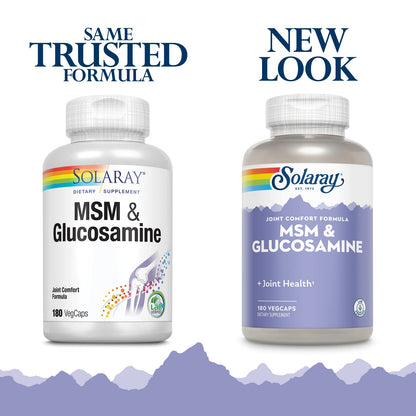 Solaray MSM & Glucosamine Capsules, 180 Count – Joint Support