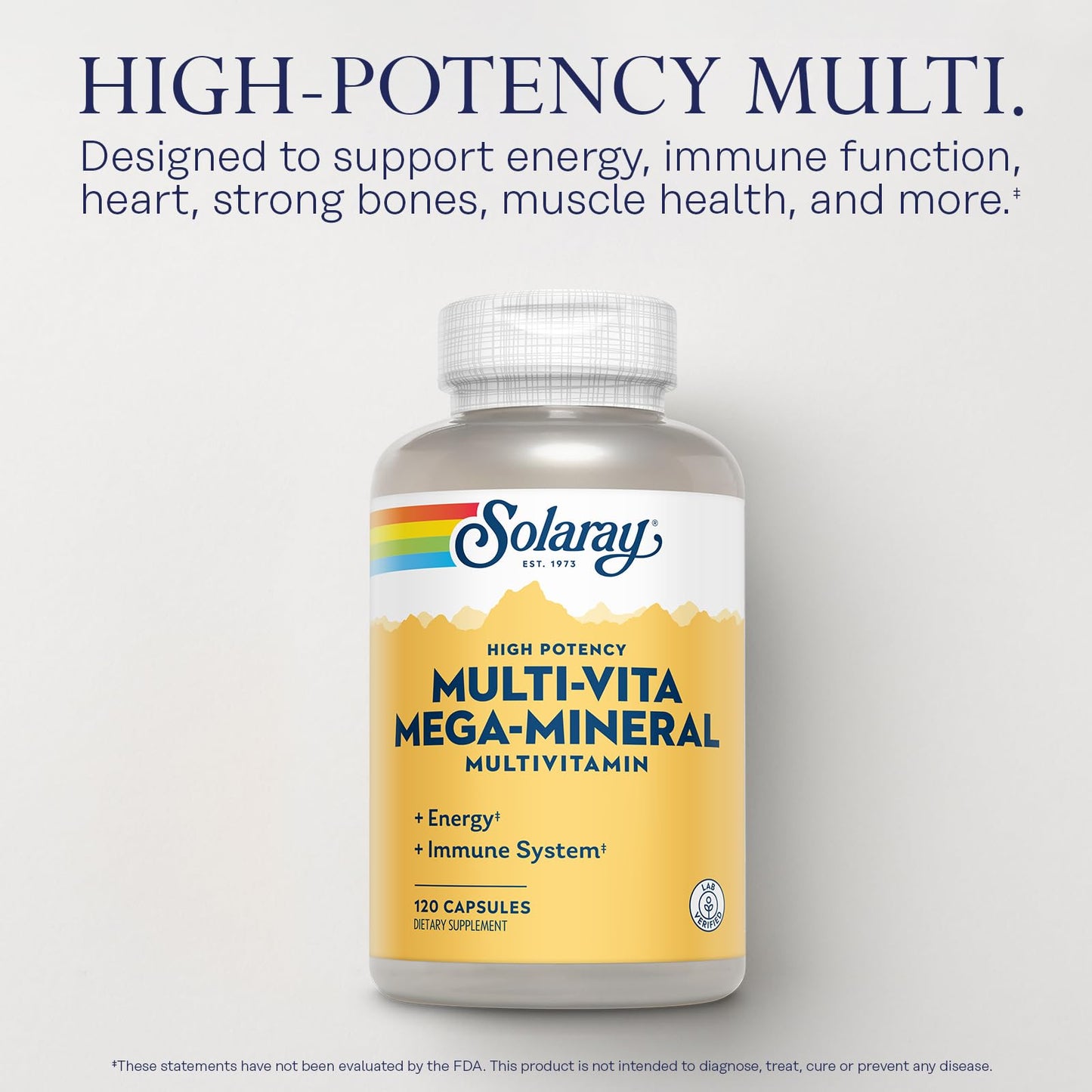 SOLARAY Multi-Vita Mega-Mineral Multivitamin for Women & Men – Energy & Immunity