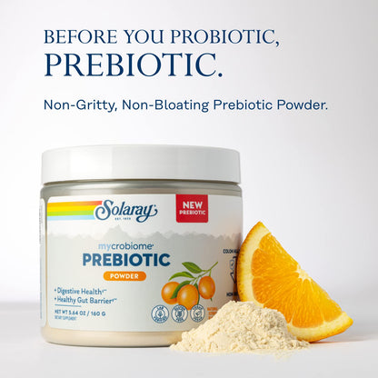 SOLARAY Mycrobiome Prebiotic Powder - Gut Health & Citrus Flavor, 20 Servings