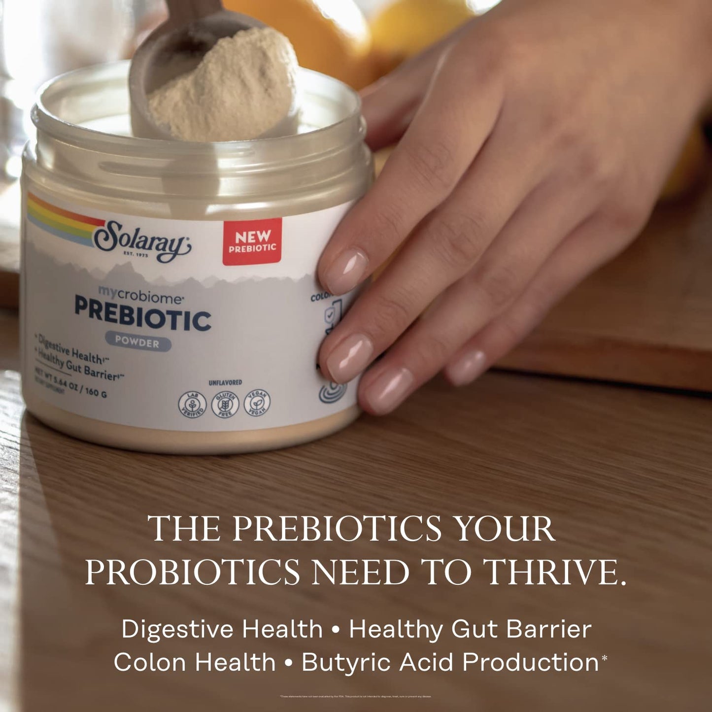 SOLARAY Mycrobiome Prebiotic Powder - Digestive Health Support, 20 Servings (5.64 oz)