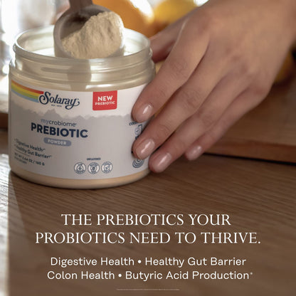 SOLARAY Mycrobiome Prebiotic Powder - Digestive Health Support, 20 Servings (5.64 oz)