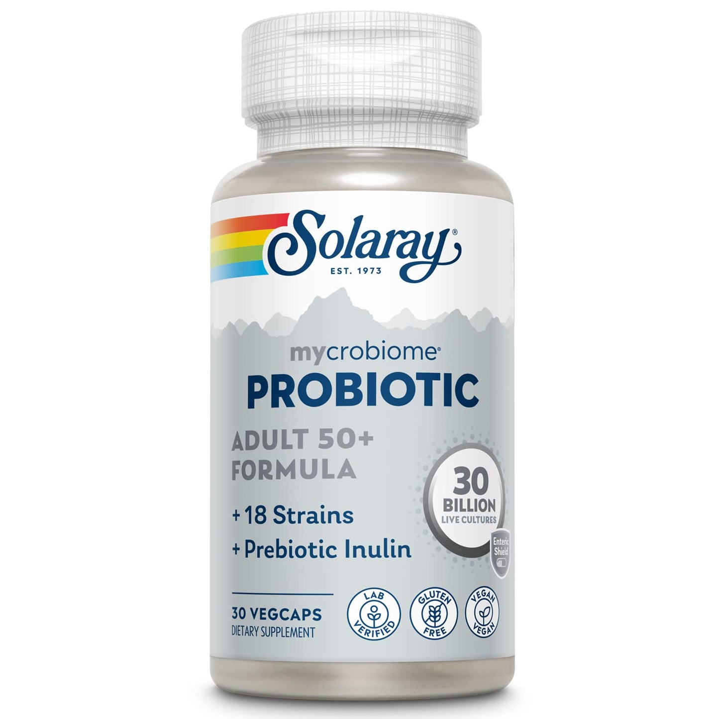 SOLARAY Mycrobiome Probiotic Adult 50+ Formula | 30B CFU, 18 Strains, 30 Servings, VegCaps