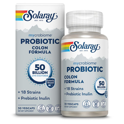 SOLARAY Mycrobiome Probiotic Colon Formula – 50B CFU, 18 Strains, Vegan