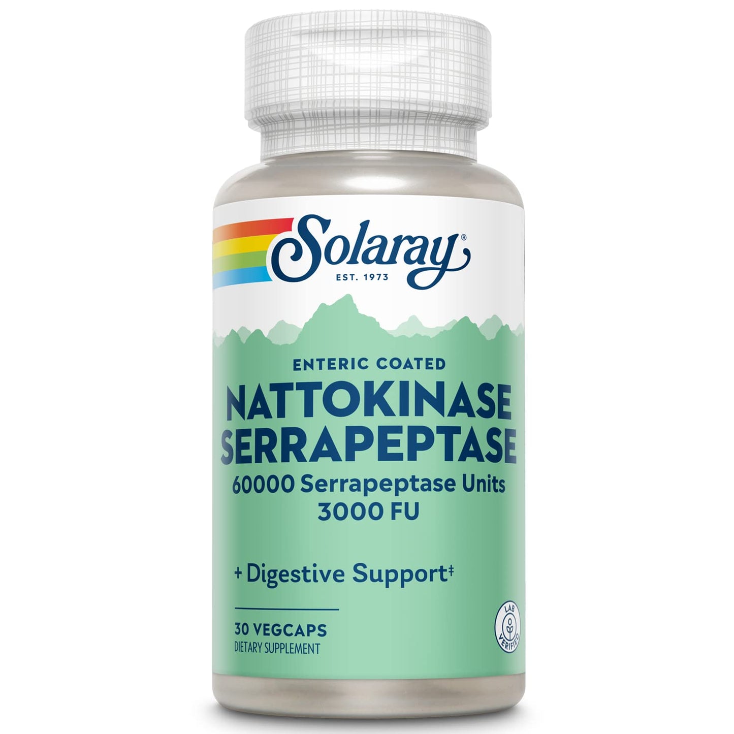 SOLARAY Nattokinase Serrapeptase - Enteric Coated, 3000 FU | Circulation & Sinus Support