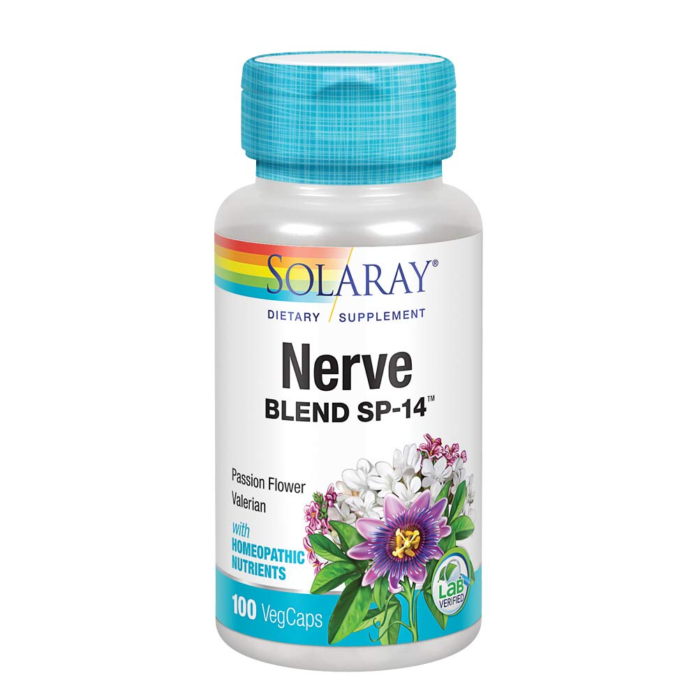 SOLARAY Nerve Blend SP-14 | Homeopathic Nutrients | Calming & Sleep Support | 50 Serv | 100 VegCaps