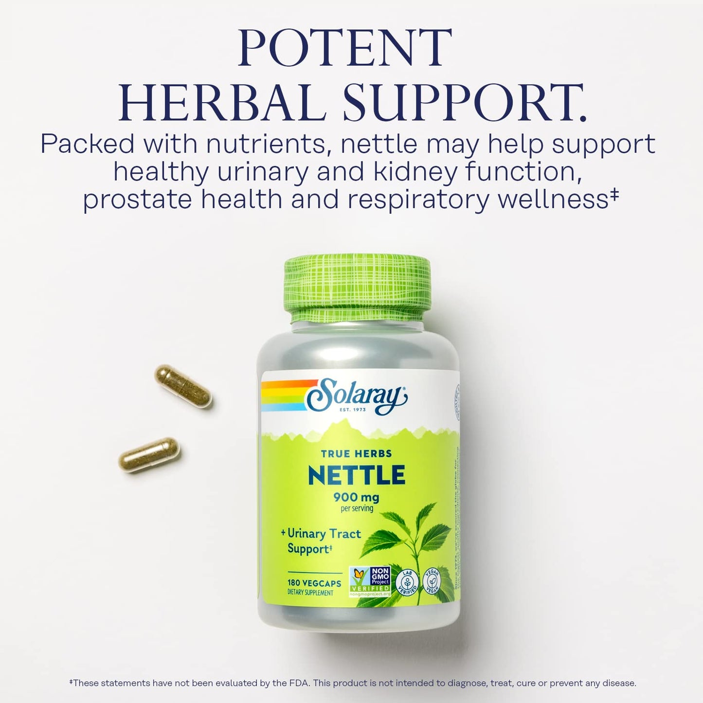 SOLARAY Nettle Leaf 450mg – Kidney, Urinary & Prostate Support | Respiratory Wellness (180 CT)