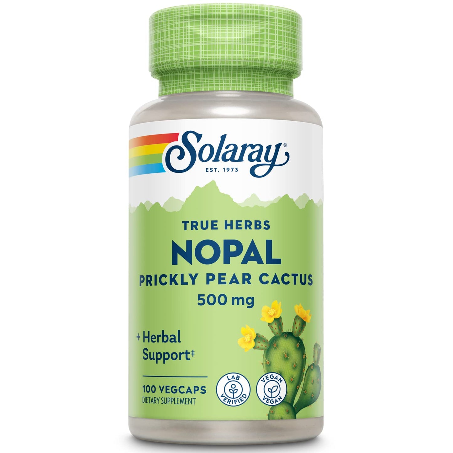 Solaray Nopal Prickly Pear Cactus 500 mg | Vegan Capsule with Fiber & Antioxidants | 100 Servings