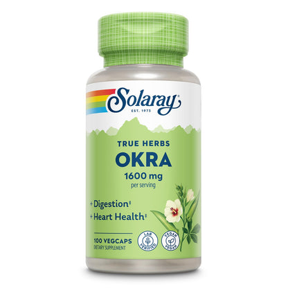 SOLARAY Okra Fruit 1600 mg – High-Fiber Vegan Supplement