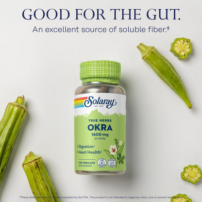 SOLARAY Okra Fruit 1600 mg – High-Fiber Vegan Supplement