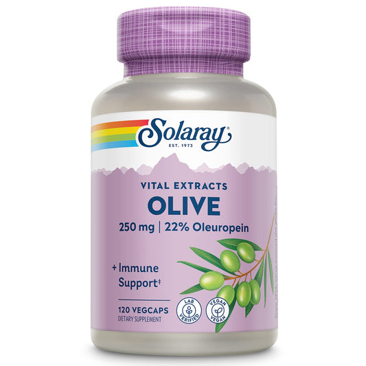 SOLARAY Olive Leaf Extract 250mg Capsules - 22% Oleuropein, Lemon Balm, Vegan, 120 Servings BritishVita | Premium UK Vitamins & Wellness Supplements