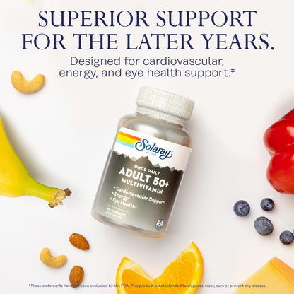 Solaray Once Daily 50+ Multivitamin for Women & Men – Iron Free, CoQ10, Lutein, 90 VegCaps
