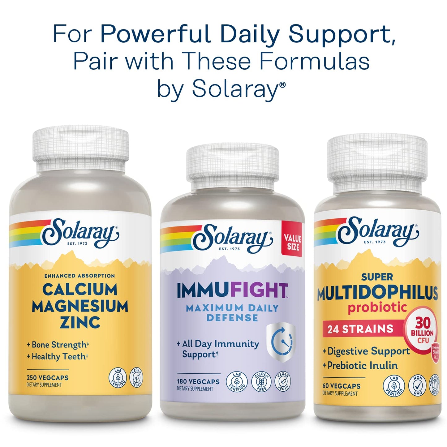 Solaray Once Daily 50+ Multivitamin for Women & Men – Iron Free, CoQ10, Lutein, 90 VegCaps