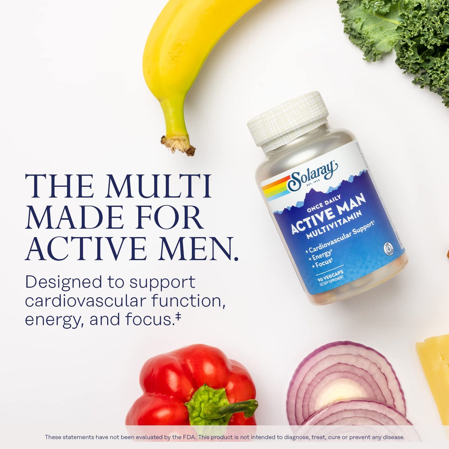 Solaray Once Daily Active Man Multivitamin – Cellular Energy & Immune Support (90 Servings)