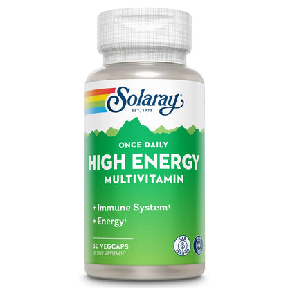 SOLARAY Once Daily High Energy Multivitamin – Iron Free, Immune Support, 30 Servings