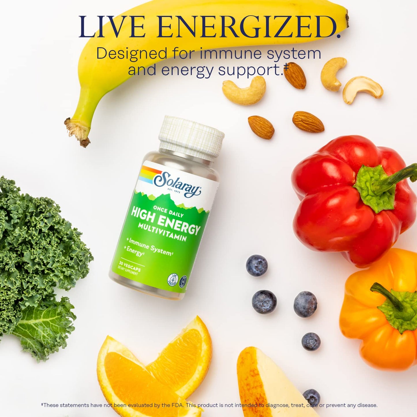 SOLARAY Once Daily High Energy Multivitamin – Iron Free, Immune Support, 30 Servings