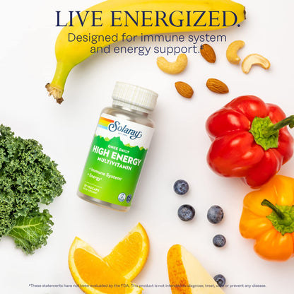 SOLARAY Once Daily High Energy Multivitamin – Iron Free, Immune Support, 30 Servings