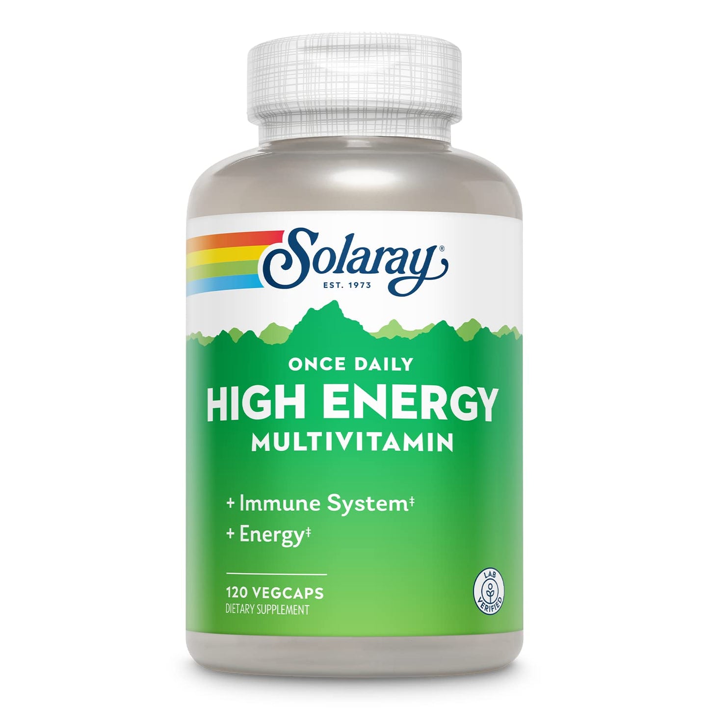 Solaray Once Daily High Energy Multivitamin for Women & Men – Immune Support, B Complex, Vitamins C, D, E | 120 VegCaps