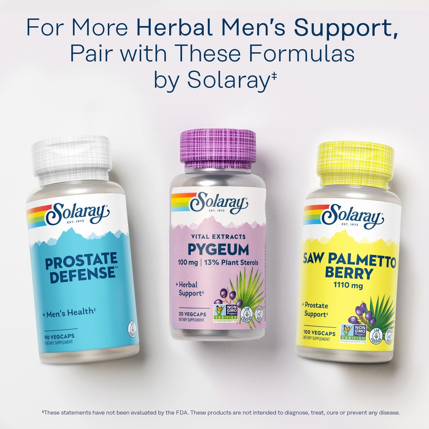 SOLARAY Pygeum Bark Extract 100mg – Prostate Support, 13 mg Plant Sterols, Vegan, 30 Servings, 60-Day Guarantee