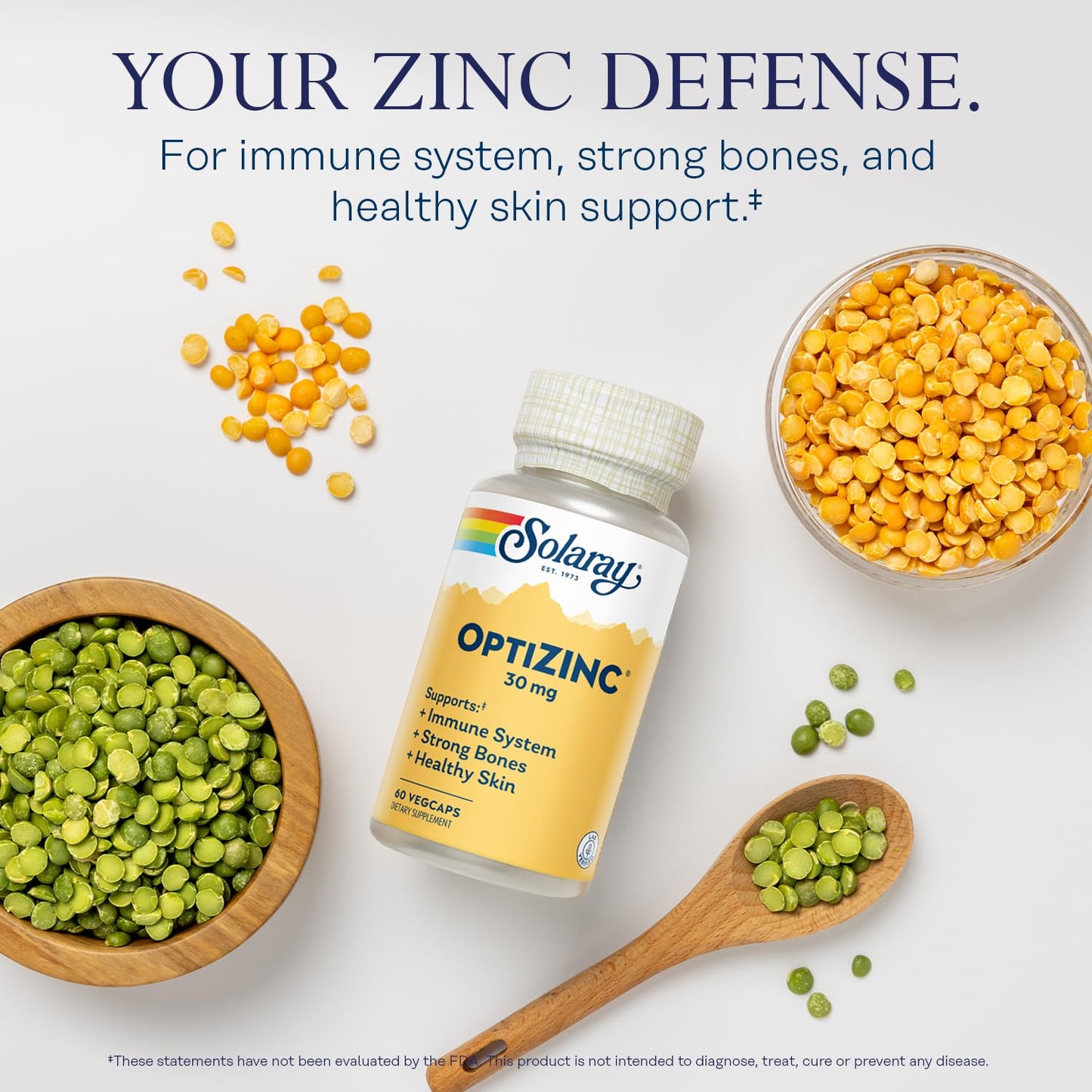SOLARAY OptiZinc 30mg Immune Support - Zinc with Vitamin B6 | High Absorption | 60 VegCaps