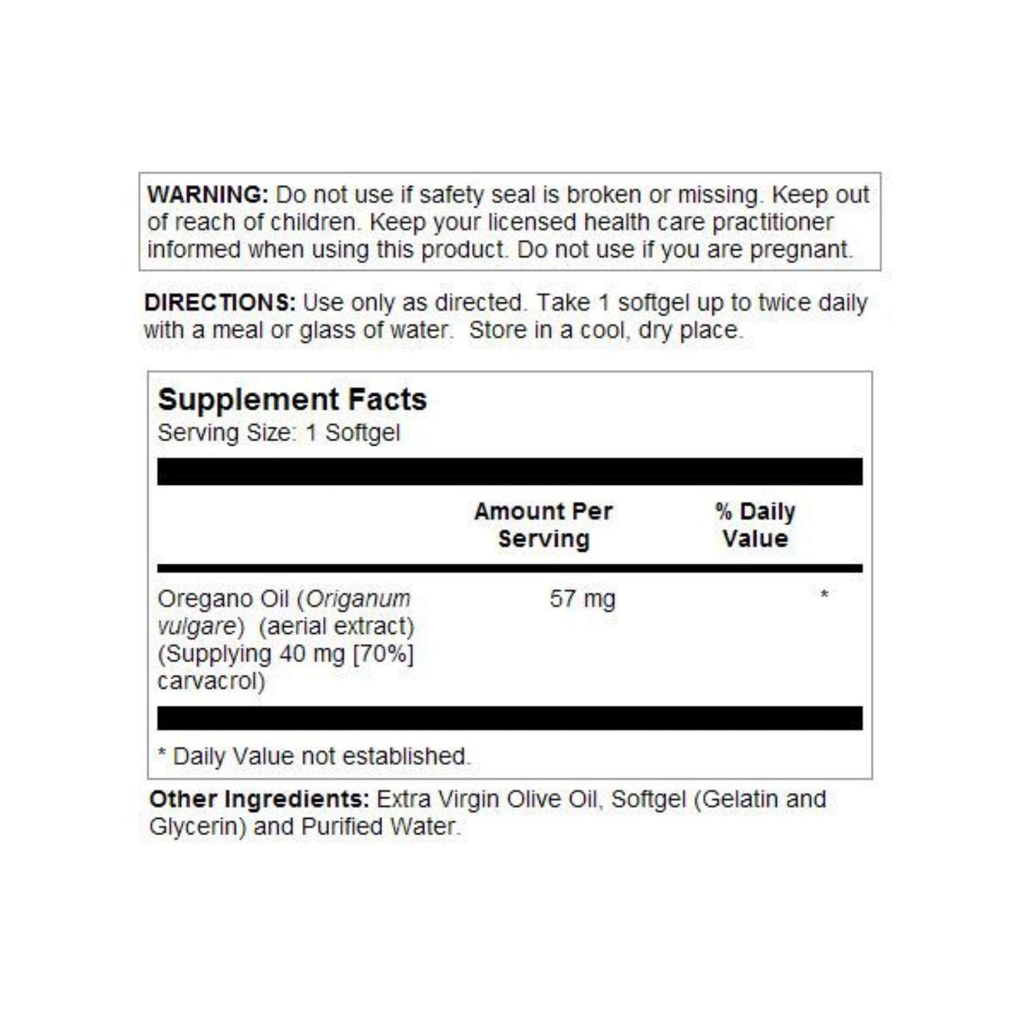 SOLARAY Oregano Oil 57 mg Softgels – Oil of Oregano with 70% Carvacrol