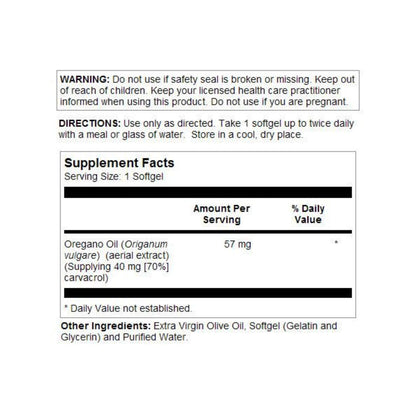 SOLARAY Oregano Oil 57 mg Softgels – Oil of Oregano with 70% Carvacrol