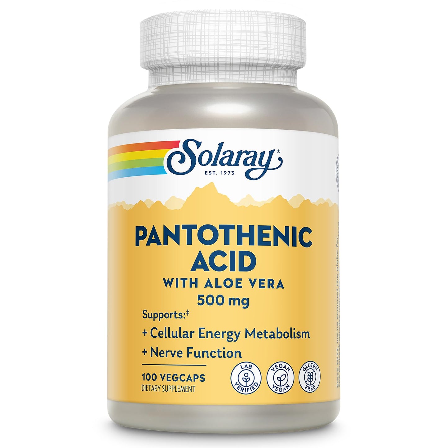 Solaray Pantothenic Acid 500mg – Vitamin B5 Supplement (B-Complex) | Vegan & Gluten Free
