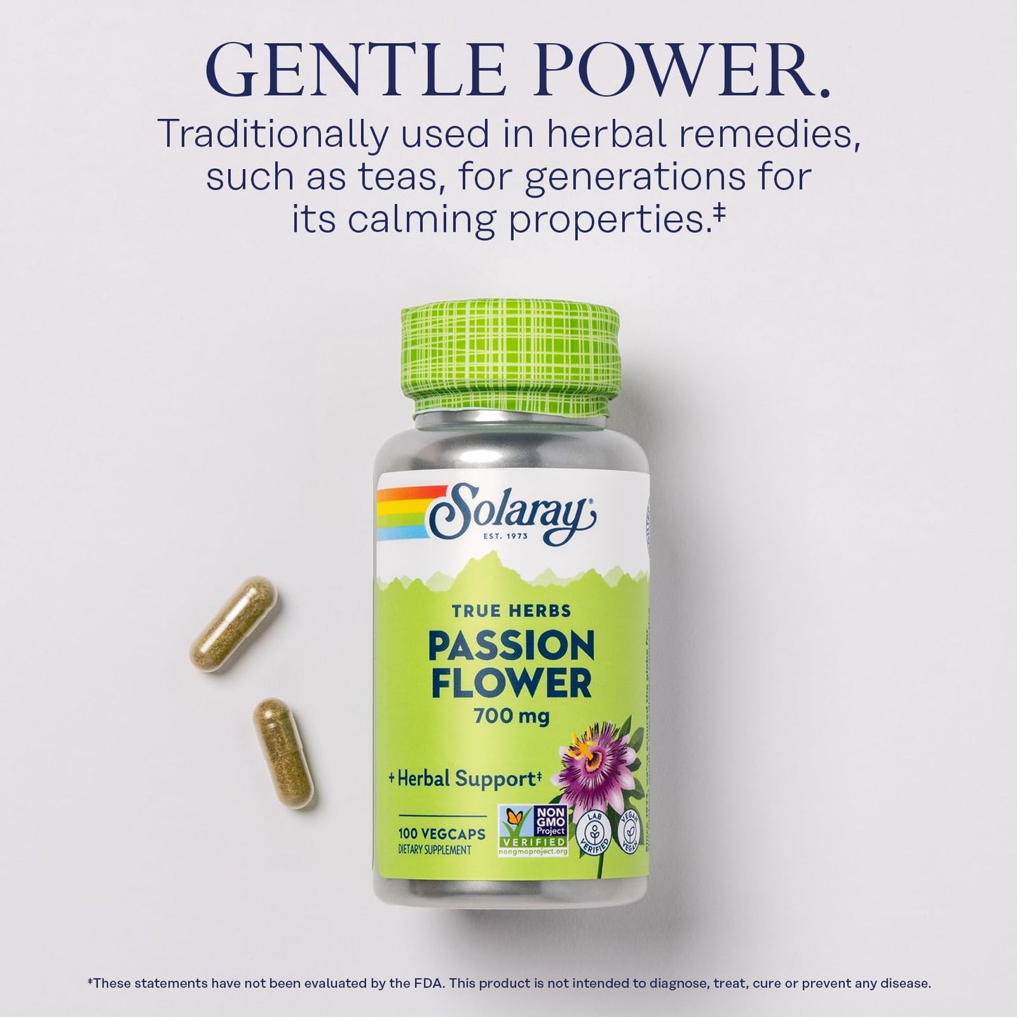 Solaray Passion Flower 700 mg Whole Aerial – 2-Pack, Vegan, Non-GMO, Lab Verified