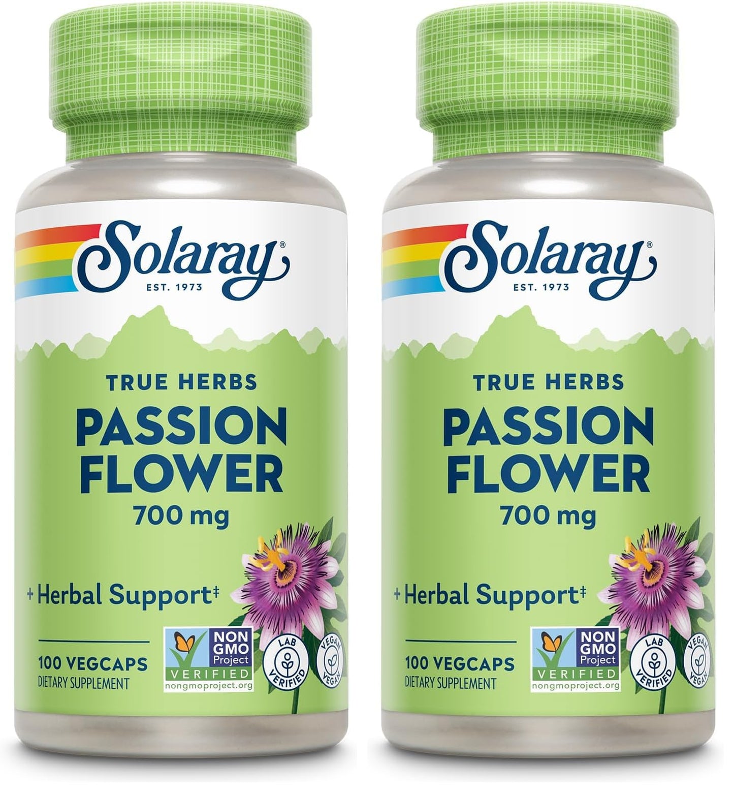 Solaray Passion Flower 700 mg Whole Aerial – 2-Pack, Vegan, Non-GMO, Lab Verified