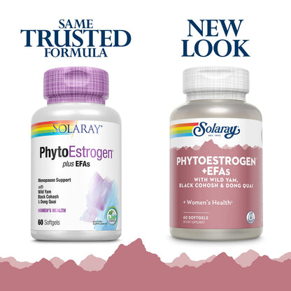 SOLARAY PhytoEstrogen Plus EFAs Menopause Support | Wild Yam, Black Cohosh, Evening Primrose & Borage | 60ct, 30 Serv