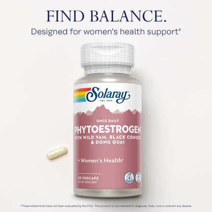 SOLARAY Once Daily Phytoestrogen – Women's Hormone Support with Black Cohosh, Dong Quai, Wild Yam & Soy Isoflavones | 60-Day Guarantee