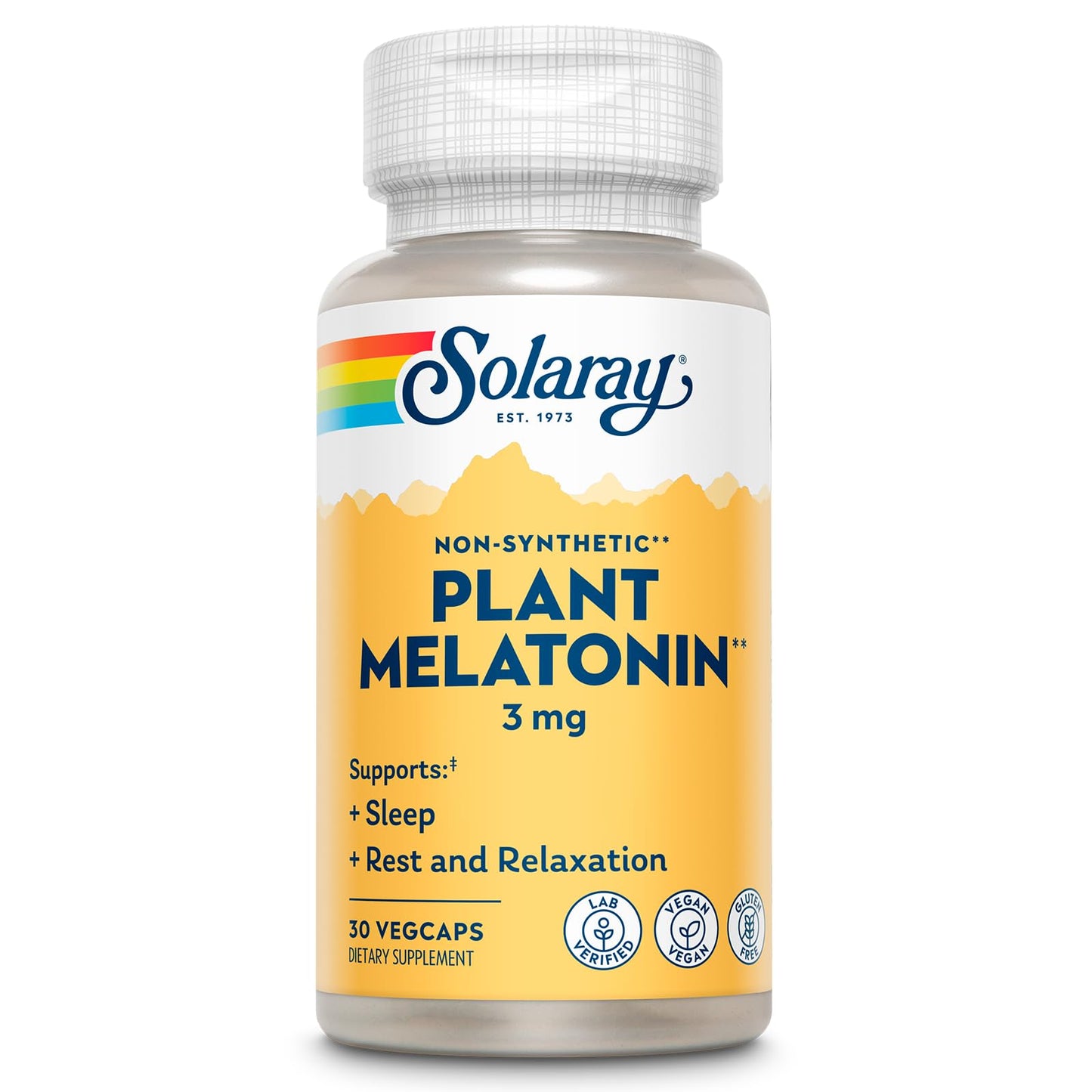 Solaray Plant Melatonin 3 mg with Somato – Tomato-Derived Sleep Aid, Vegan, Gluten Free | 30 Servings